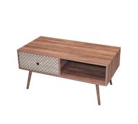 Table basse Baobab en MDF 1 tiroirs et 1 niche ouverte - L.100 cm x H.45,5 cm - Marron