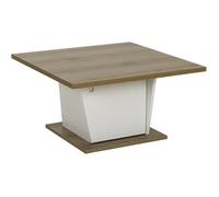 Table basse bar - ATOS - Carré - Chêne Helvezia / Blanc - 69 x 69 x 38 cm