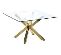 Beliani Table Basse Carrée 70 x 70 cm cm avec Plateau en Verre et Pieds Dorés Glamour et Tendance pour Salon Moderne et Tendance