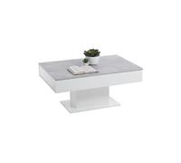 Table basse bicolore plateau coulissant Gris béton & blanc L100