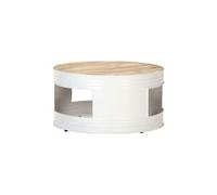 Table basse blanc 68x68x36 cm bois de manguier solide
