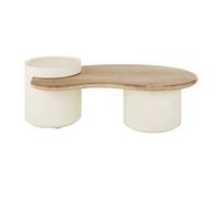 Table basse blanche et plateau en bois de manguier L125 125x45x70cm Blanc