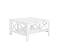 Beliani Table Basse 80 x 80 cm en MDF Laqué Blanc avec Plateau de Rangement de Style Traditionnel et Rustique pour Salon Moderne ou Scandinave