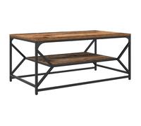 Table basse bois ancien - vidaXL - 90x50x40 cm - Bois d'ingénierie et acier - Rectangulaire - Bois ancien - 1 étagère