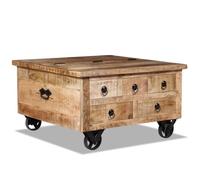 Table basse bois de manguier brut 70 x 70 x 40 cm - ARAMOX - Meuble de salon - Marron - Rectangulaire