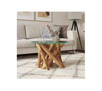 vidaXL Table basse en bois flottant de teck massif 60 cm Brun G