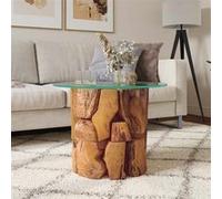 Table basse Bois flottant de teck massif 60 cm Brun G