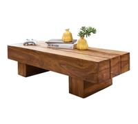 Table Basse Bois Massif - FINEBUY - 120x30x45cm - Style Maison de Campagne - Marron Foncé