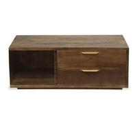 Table basse bois massif foncé et métal doré Orlène 110 cm Bois foncé G