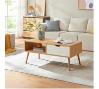 Table basse Bordkak avec tiroir 100 x 48 x 45 cm effet chêne blanc