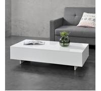 Table Basse Braunschweig 115 x 55 x 31 cm Blanc Brillant [en.casa]