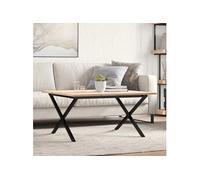 vidaXL Table Basse Cadre en X, Table d'Appoint, Bout de Canapé, Meuble de Salon Salle de Séjour, 90x90x45 cm Bois de Pin 3282687 Marron G