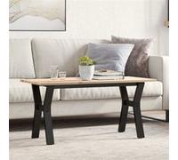 Table basse cadre en Y 100x50x45 cm bois de pin massif et acier Marron G