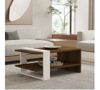 Table Basse Cambiago Dmora, en Bois Noble Noyer Marron 80x50x35h cm