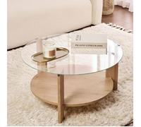 Table Basse Canevino Dmora, Bois Noble Chêne Brun 75x75x40h cm