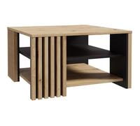 Table basse CARDIGAN - Décor chêne artisan et noir - L80 x P80 x H45 cm - Poignées en métal noir