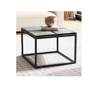 Table basse carrée 58x43,5 cm en verre et métal noir