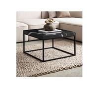 Table basse carrée 60x38 cm effet marbre noir et métal - EKLEA