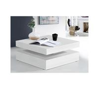 Forte Table basse CFTT4181-Z38 avec plateau rotatif, carrée, blanc brillant, 78 x 78 x 36 cm