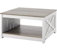 Table basse carrée de style fermier de 31,5 pouces avec compartiment de rangement ouvert