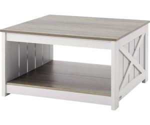 Table basse carrée de style fermier de 31,5 pouces avec compartiment de rangement ouvert