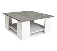 IDMARKET Table basse carrée ELI blanche plateau effet béton