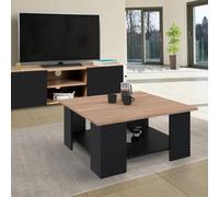 Table basse carrée eli noire plateau façon hêtre