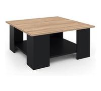 Table basse carrée ELI noire plateau façon hêtre Noir G