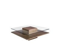 Table basse carrée bois plaqué noyer et verre trempé Koza - AC ANGEL CERDÁ - Salon - Contemporain - Design