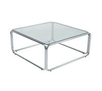 Table basse carrée L90 cm en métal et en verre transparent Lewis - Oviala
