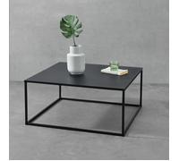 Table Basse Carrée Stylée pour Salon en Métal Surface Anti-Éraillures 38 x 85 x 85 cm Noir Mat