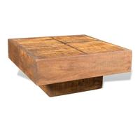 vidaXL Table basse carrée rustique en bois de manguier massif 80 x 80 x 28 cm Marron