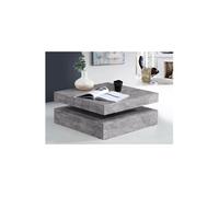 LES TENDANCES Table basse carrée pivotante, décor béton gris clair, classique, 78x78x35,4 cm, COFFEE