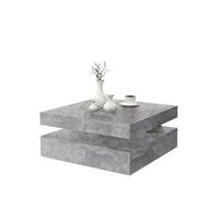 Table basse carrée pivotante - Panneau de particules - Décor béton gris clair - Classique - L 78 x P 78 x H 35,4 cm - COFFEE