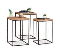 Table basse carrée RELAXDAYS en bois de manguier et métal - Marron-Noir - 50x35x40cm