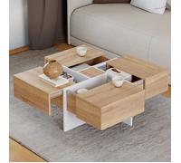 IDMarket - Table Basse carrée Talia 70 cm avec tiroirs Bois et Blanc