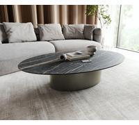 Table-basse Casilda 150x90 cm Céramique Laminam®Noir Desir Marron Pied central Finition à effet titane
