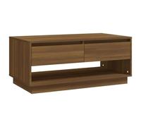 Table Basse, Chêne Brun, 102,5x55x44 cm, avec Tiroir et Porte | Plastique à base de bois, cadre en bois, 2 portes, 1 tiroir, fixation murale, salon