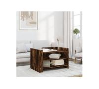 Table basse chêne fumé 80x50x50 cm bois d ingénierie