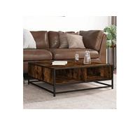 vidaXL Table Basse chêne fumé 80x80x30 cm Bois d'ingénierie et métal, Table d'appoint, Table de Salon, Table latérale, Bout de canapé, Table Centrale