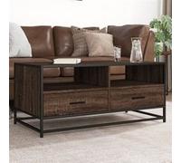 Table basse chêne marron 100x50x45cm bois d ingénierie et métal G