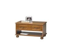 Table Basse Chêne Rustique Rectangle 2 Tiroirs 1 Niche L 82.4 H 42 P 46.5 cm - L 82.4 x l 46.5 x H 41.6 cm