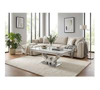 Table Basse Chrome plateau effet Marbré Blanc 120x70 cm TROFY