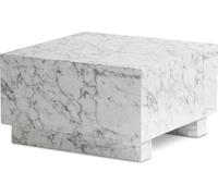 Table basse classique à motif marbré - Éléments carrés - 60 cm x 60 cm x 35 cm - Blanc - Plateau confortable avec télécommande - Objet de décoration polyvalent - Résistante à l'abrasion