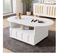 Table Basse - Cloud - 100x60x39 cm - Blanc - Tiroir - Etagère ouverte - Design ludique