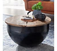Table basse coffre 60x60x34 cm en manguier recy t fer noir