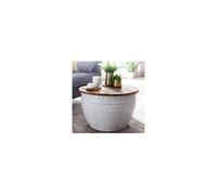Table basse coffre 60x60x36 cm en manguier recy t fer blanc