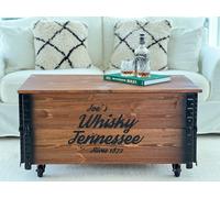Table Basse Coffre Bois Table D'Appoint Massif Vintage Rouleaux Espace Salon