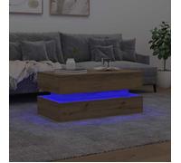 Table basse, Console de salon,VIDAXL, table gigogne, avec lumières LED chêne artisanal 90x50x40 cm 7_3965317