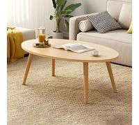 Table Basse contemporaine Simple en Bois, Table Basse Standard, Table Basse, Appartement, canapé, Table Ovale, Pieds en Bois, Table à thé pour Balcon, Naturel avec étagère Incluse